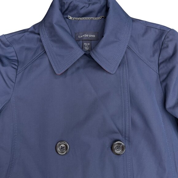 NWT Women's LANDS' END Short Peacoat Trench Jacket Navy | Size 2-4 - Picture 5 of 10